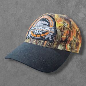 Y2K Sturgis All over print Biker Hat With Skull Hot Leather